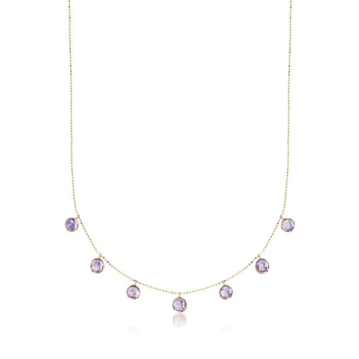 5.75 ct. t.w. Amethyst Station Necklace in 14kt Yellow Gold