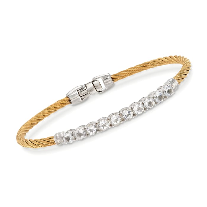 ALOR &quot;Burano&quot; 3.00 ct. t.w. White Topaz Yellow Cable Bracelet with 14kt White Gold