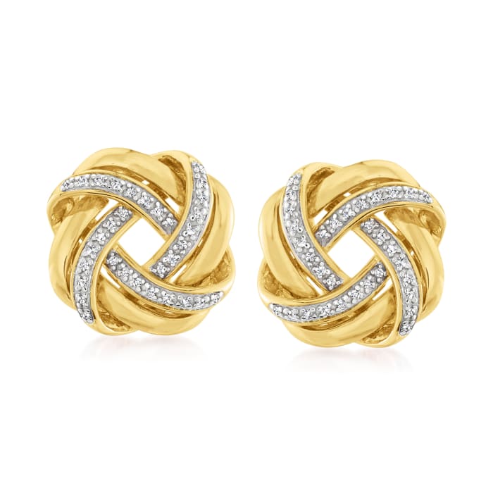 .20 ct. t.w. Diamond Love Knot Earrings in 18kt Yellow Gold Over Sterling 