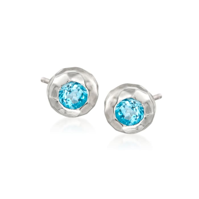 Zina Sterling Silver &quot;Ripples&quot; 1.00 ct. t.w. Blue Topaz Stud Earrings