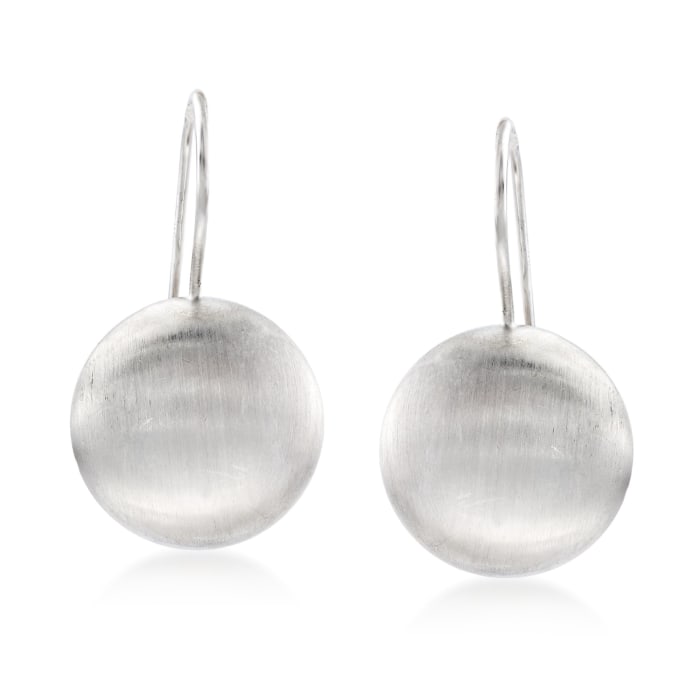 Italian Sterling Silver Brushed Dome Drop Earrings