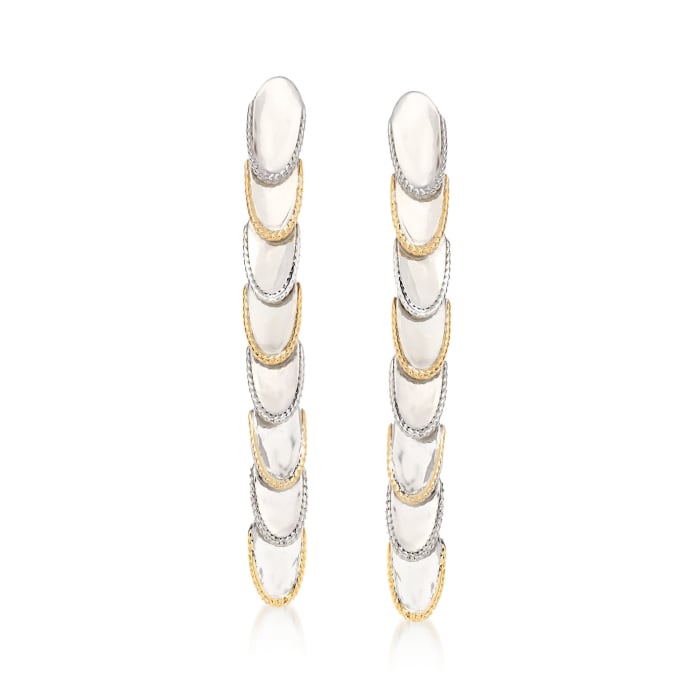 Andrea Candela &quot;Eco&quot; 18kt Yellow Gold and Sterling Silver Linear Drop Earrings