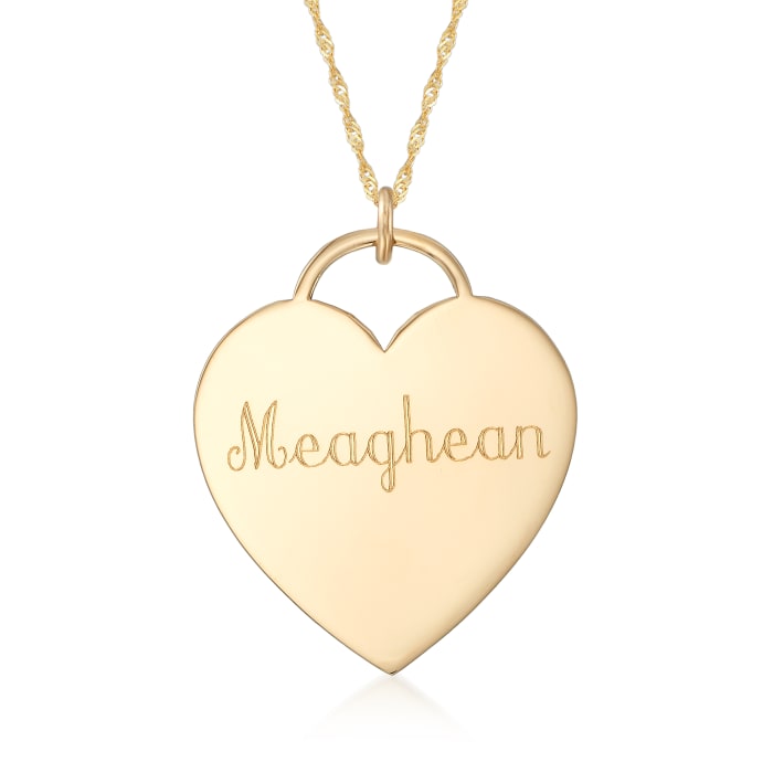 14kt Yellow Gold Personalized Name Heart Pendant Necklace
