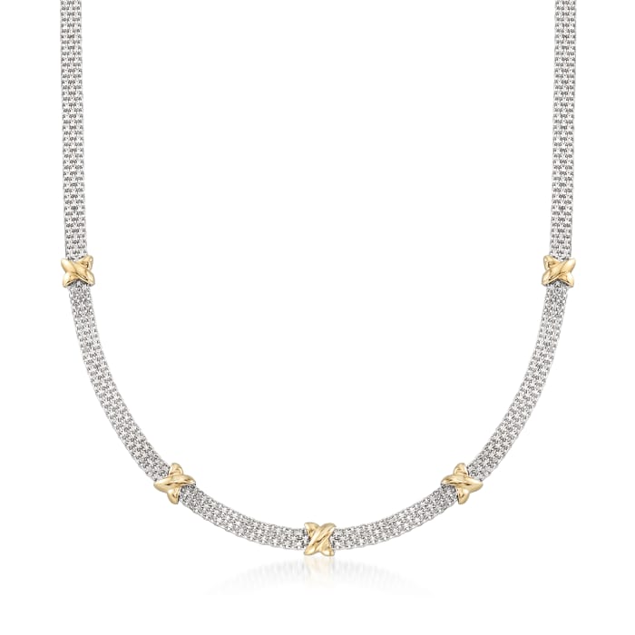 Sterling Silver and 14kt Yellow Gold Bismark-Link Necklace