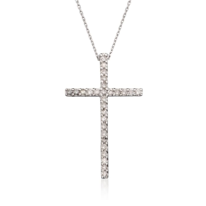 .25 ct. t.w. Diamond Cross Pendant Necklace in 14kt White Gold