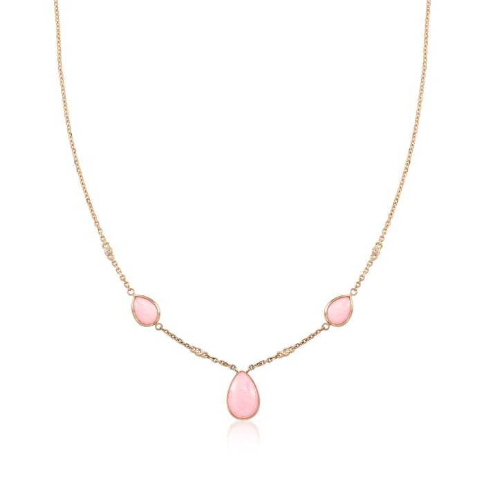 Pink Opal Necklace with Diamond Accents in 14kt Yellow Gold