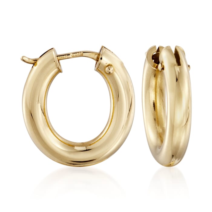 Roberto Coin 4mm 18kt Yellow Gold Oval Hoop Earrings 