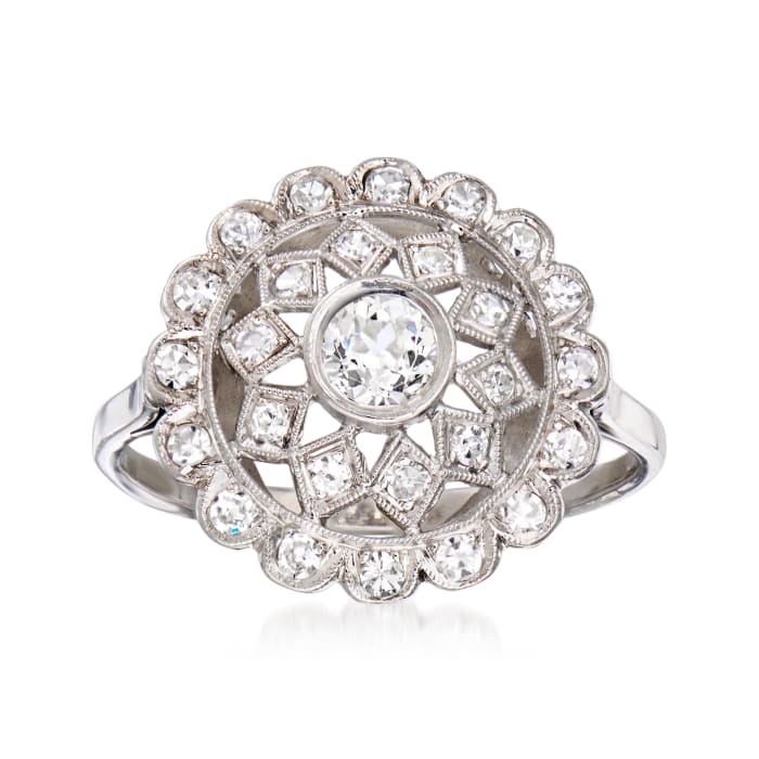 C. 1950 Vintage .65 ct. t.w. Diamond Openwork Dome Ring in Platinum