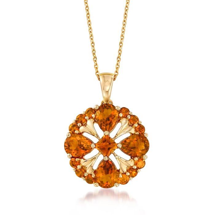 3.70 ct. t.w. Citrine Pendant Necklace in 14kt Yellow Gold