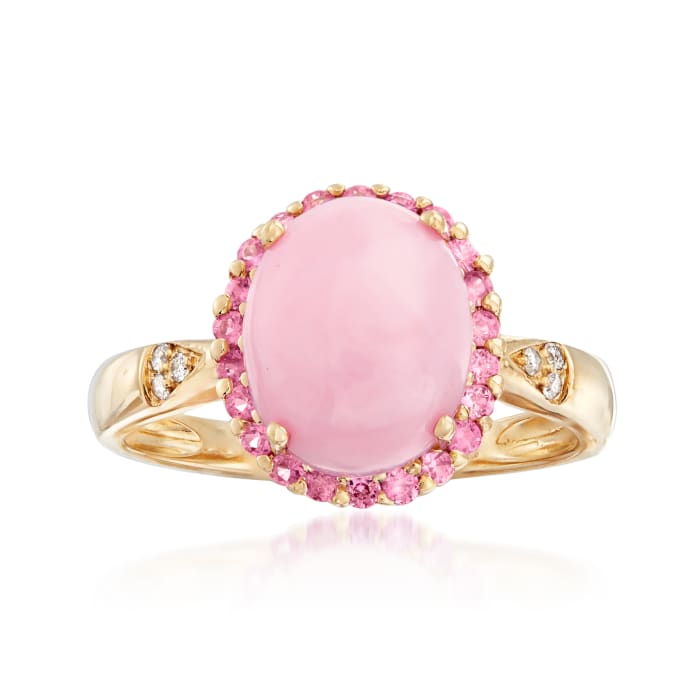 Pink Opal and .20 ct. t.w. Pink Sapphire Ring with Diamond Accents in ...