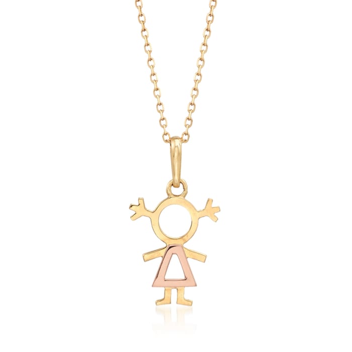 18kt Two-Tone Gold Girl Pendant Necklace