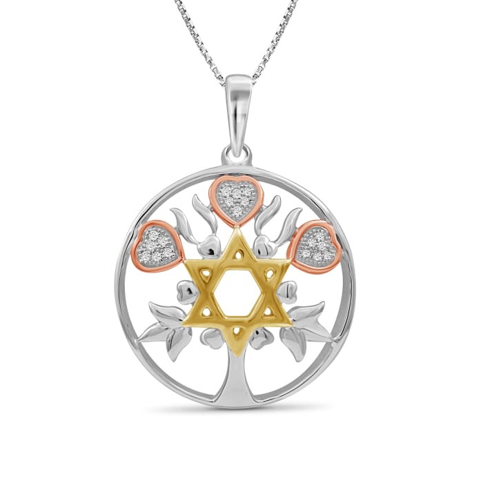 Star of David Pendant Necklace in Tri-Colored Sterling Silver