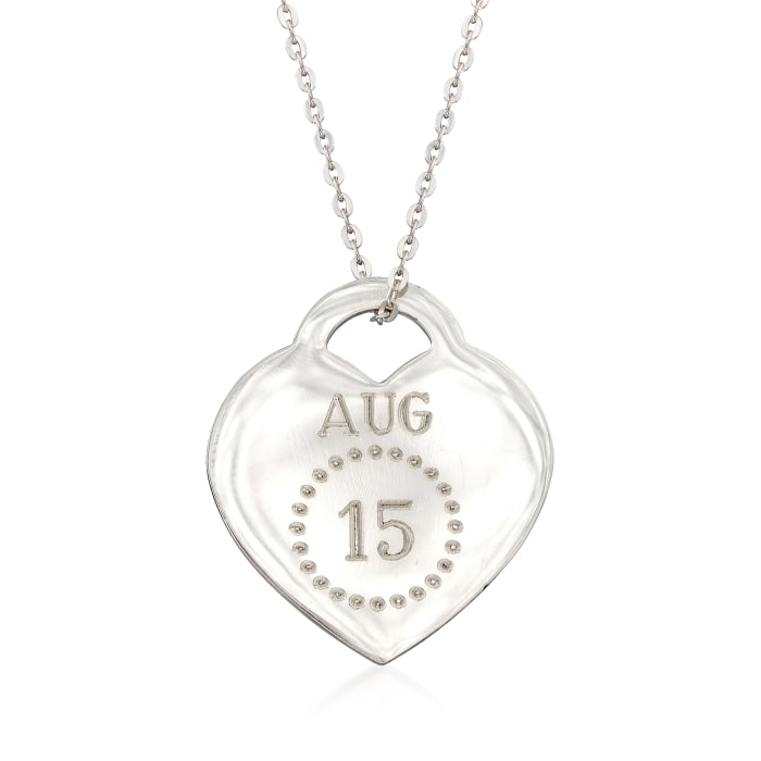 Sterling Silver Personalized Month and Day Heart Pendant Necklace