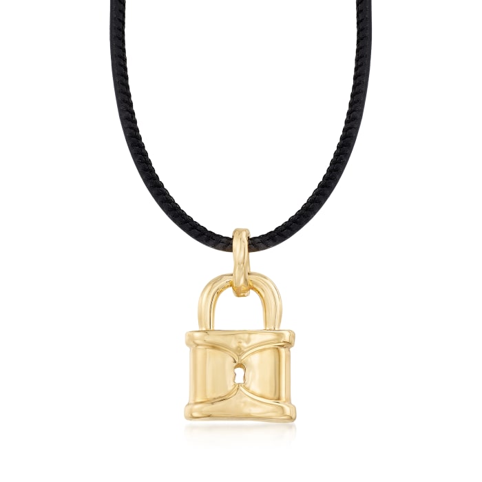 Italian Andiamo 14kt Yellow Gold Lock Pendant Necklace