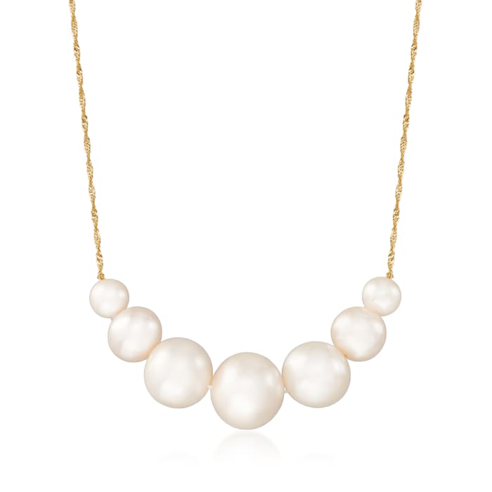 6-12mm Cultured Pearl Graduated Necklace in 14kt Yellow Gold