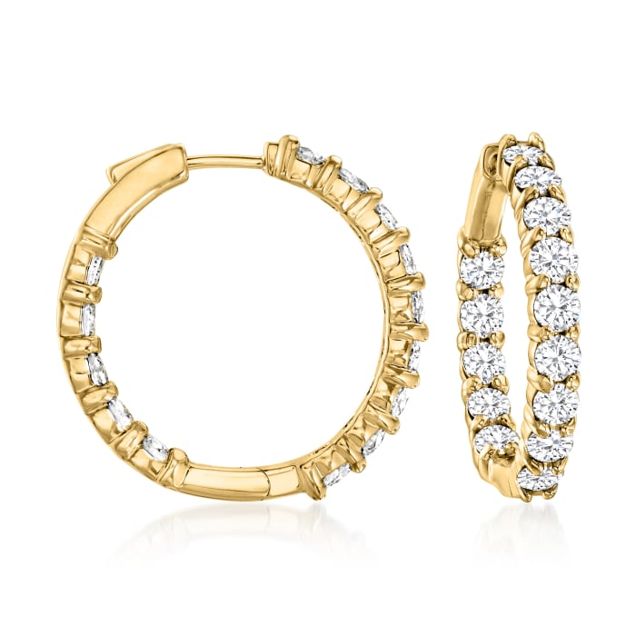 5.00 ct. t.w. Diamond Inside-Outside Hoop Earrings in 14kt Yellow Gold ...