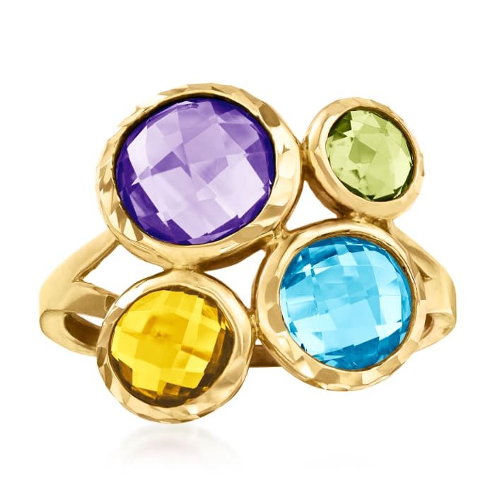 4.10 ct. t.w. Multi-Gemstone Ring in 14kt Yellow Gold