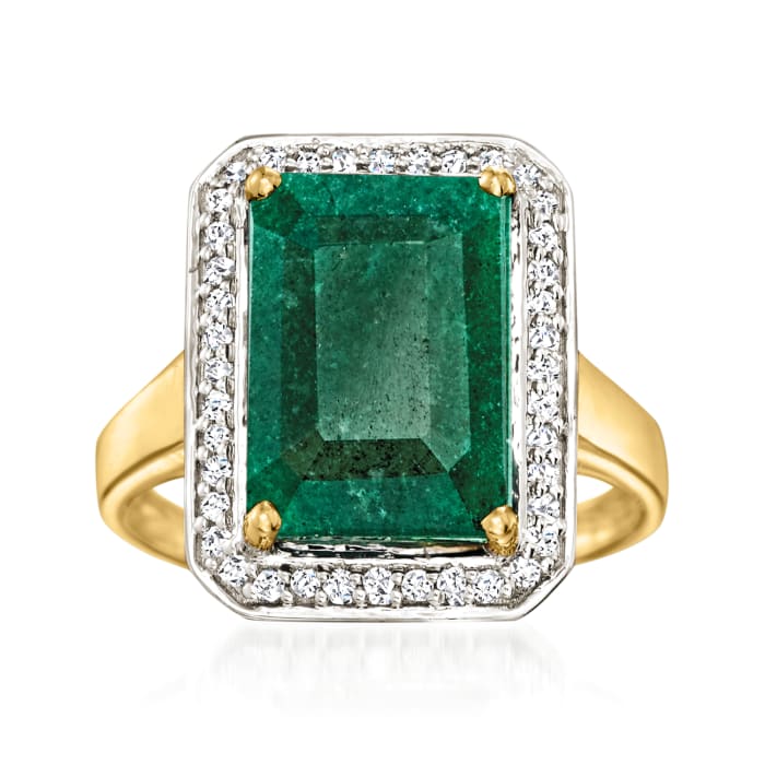 5.50 Carat Emerald and .20 ct. t.w. Diamond Ring in 14kt Yellow Gold ...