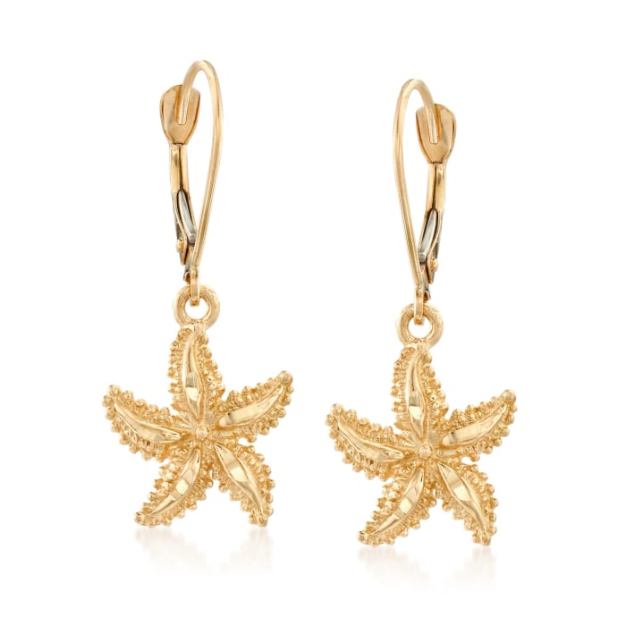 14kt Yellow Gold Starfish Drop Earrings