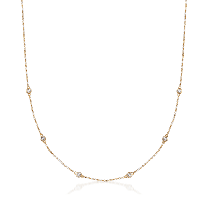 .19 ct. t.w. Bezel-Set Diamond Station Necklace in 14kt Yellow Gold