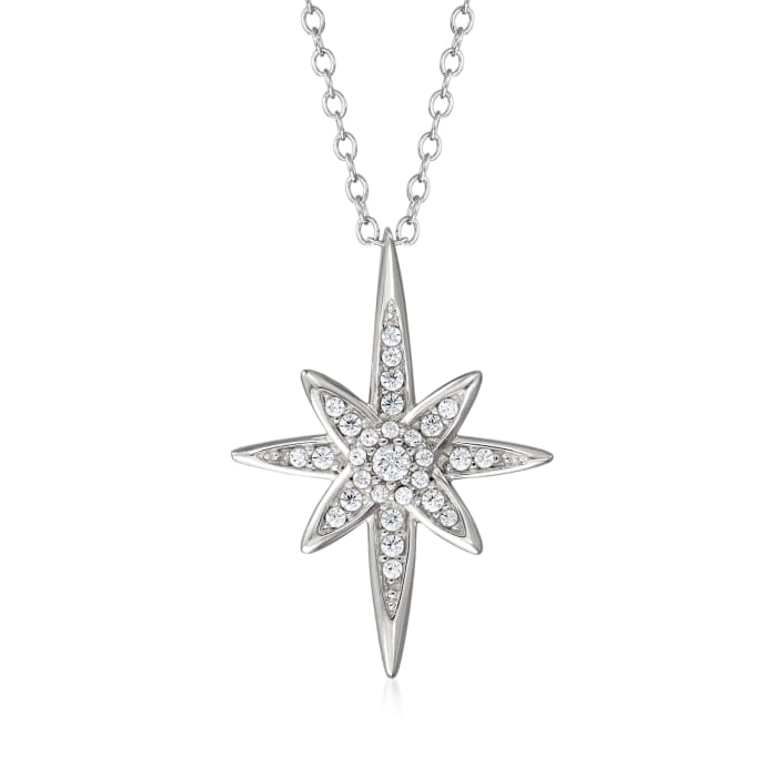 .33 ct. t.w. CZ North Star Pendant Necklace in Sterling Silver | Ross ...