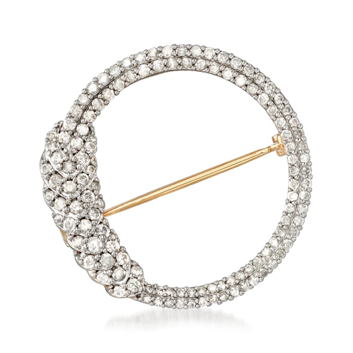 1.00 ct. t.w. Diamond Open Circle Pin in 18kt Gold Over Sterling 
