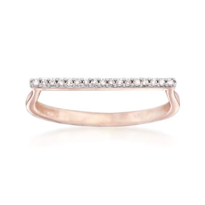 14kt Rose Gold Bar Ring with Diamond Accents