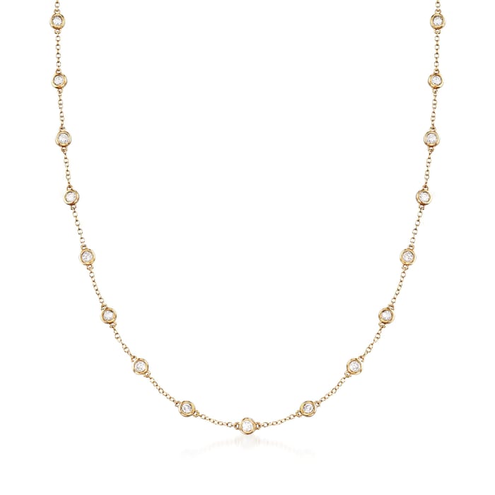 2.00 ct. t.w. Bezel-Set Diamond Station Necklace in 18kt Yellow Gold