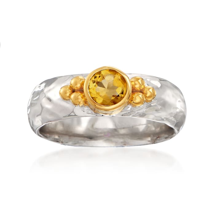 .40 Carat Citrine Ring in Two-Tone Sterling Silver