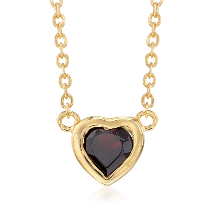 .50 Carat Bezel-Set Mini Garnet Heart Necklace in 18kt Gold Over Sterling