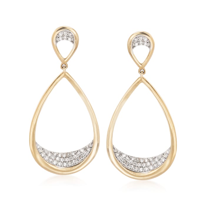 .26 ct. t.w. Pave Diamond Teardrop Earrings in 14kt Yellow Gold