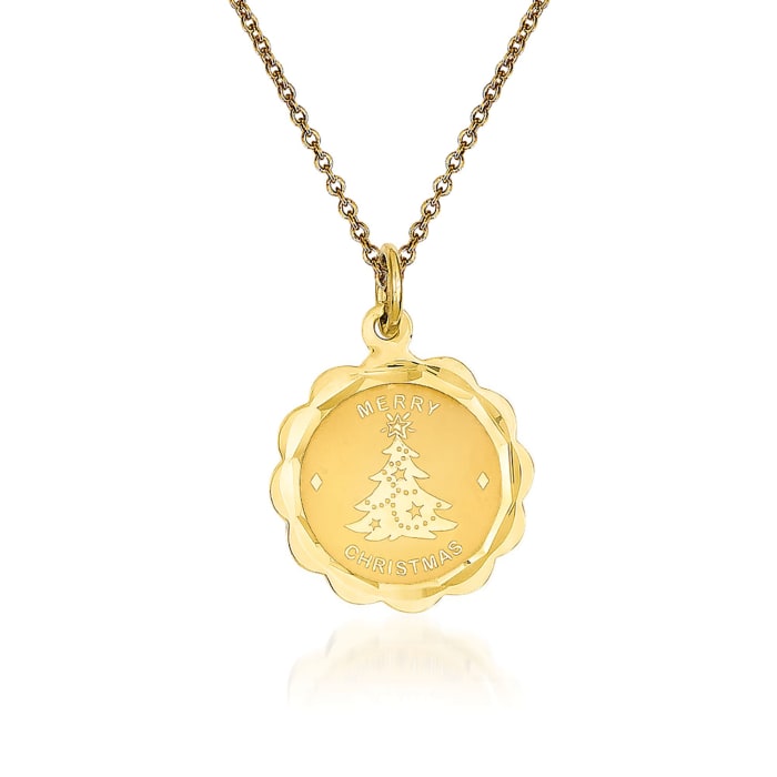 14kt Yellow Gold Merry Christmas Pendant Necklace