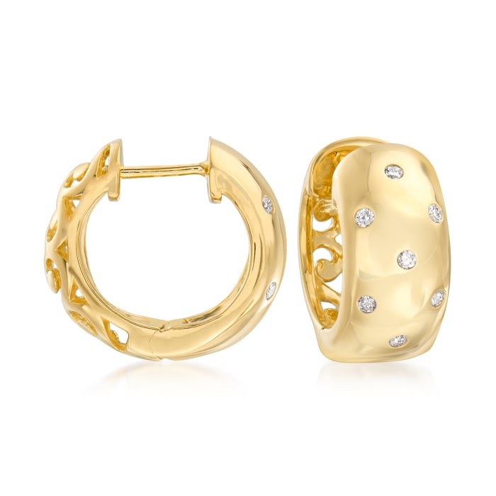 .16 ct. t.w. Burnish-Set Diamond Huggie Hoop Earrings in 14kt Gold Over ...