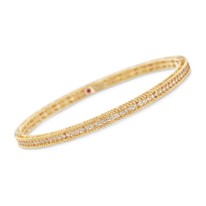 Roberto Coin .61 ct. t.w. Diamond &quot;Symphony Princess&quot; Bangle Bracelet in 18kt Yellow Gold