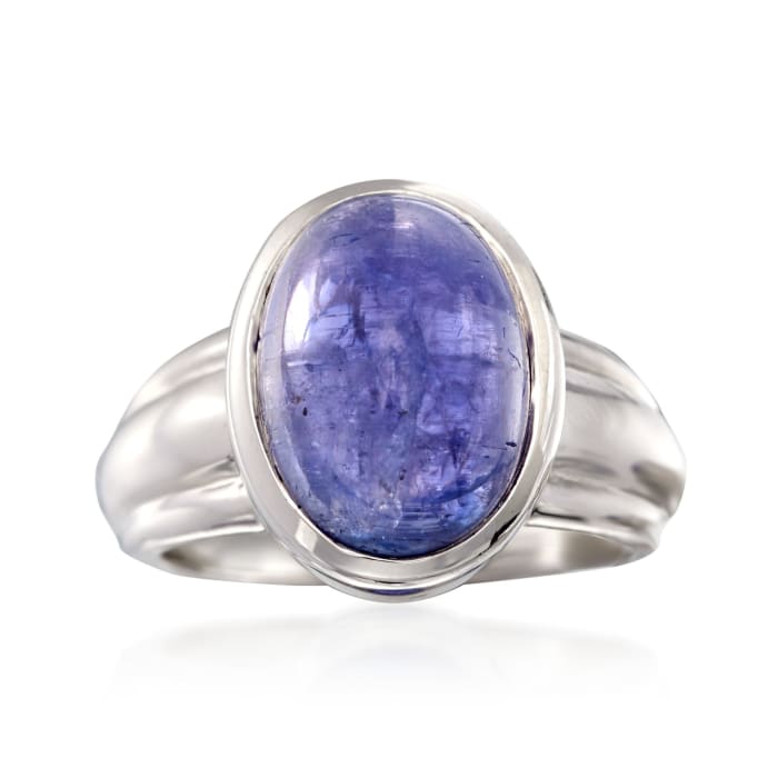 8.00 Carat Cabochon Tanzanite Ring in Sterling Silver