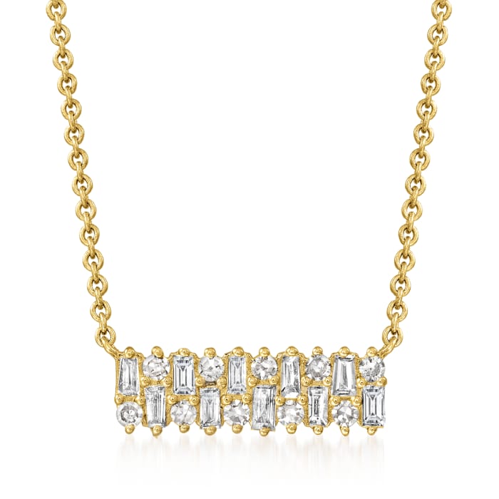 .30 ct. t.w. Baguette and Round Diamond Necklace in 14kt Yellow Gold