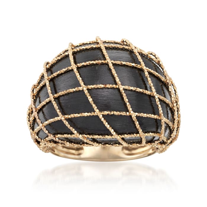 Italian Black Ruthenium-Plated 14kt Yellow Gold Dome Ring