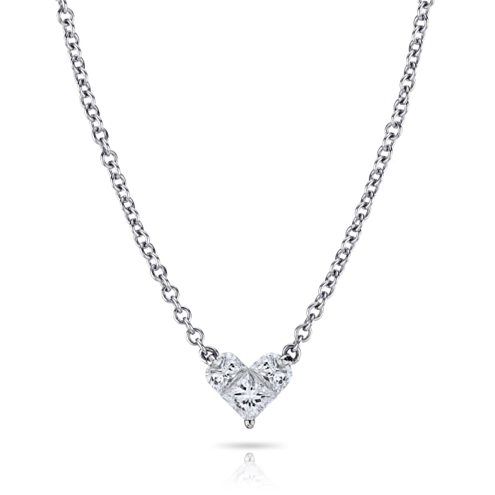 .51 ct. t.w. Diamond Heart Pendant Necklace in 18kt White Gold
