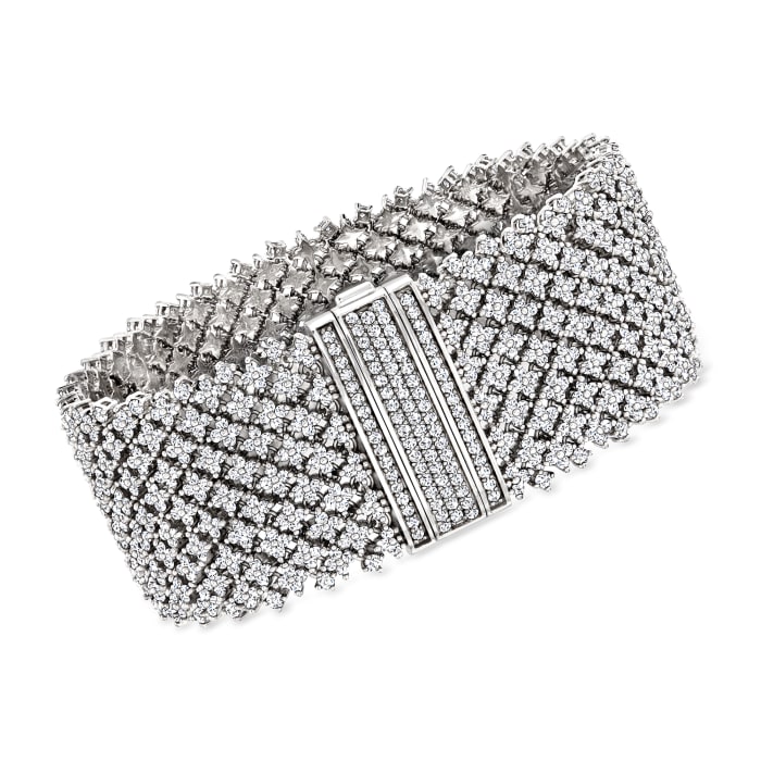 18.30 ct. t.w. Diamond Multi-Row Clover-Pattern Bracelet in 18kt White Gold