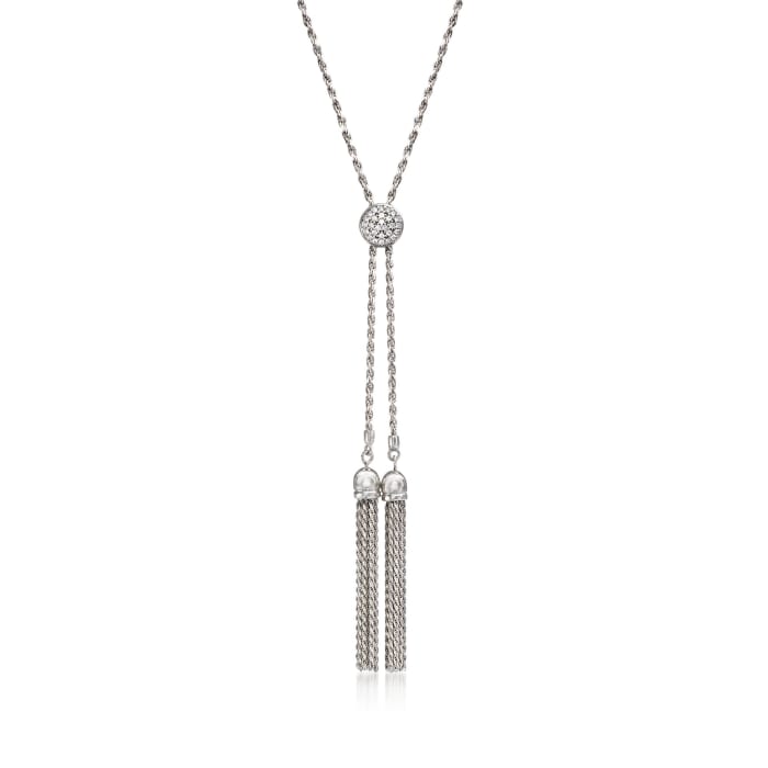 Charles Garnier &quot;Tessa&quot; .25 ct. t.w. CZ Bolo Necklace in Sterling Silver