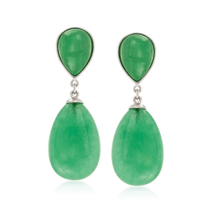 Jade Pear-Shaped Drop Earrings in Sterling Silver