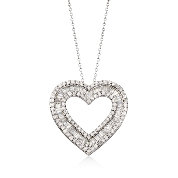 3.00 ct. t.w. Diamond Heart Pendant Necklace in Sterling Silver