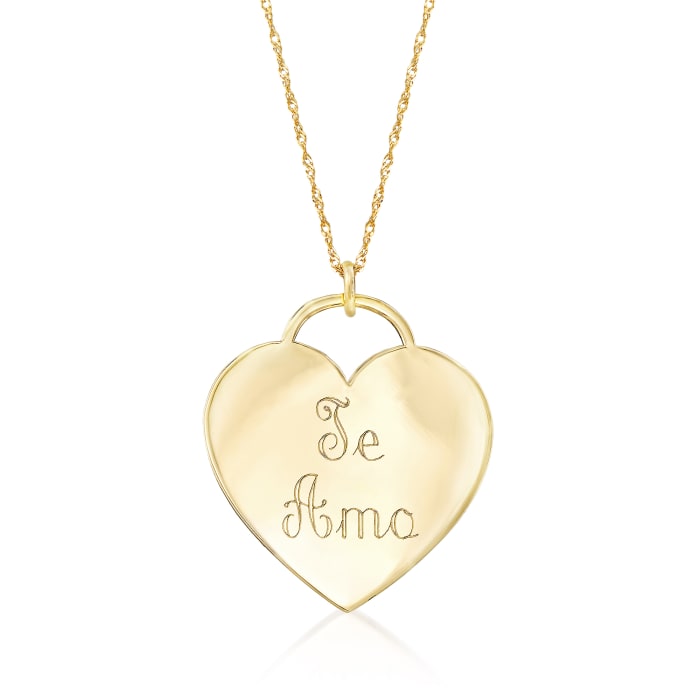 14kt Yellow Gold Heart-Shaped &quot;I Love You&quot; Pendant Necklace