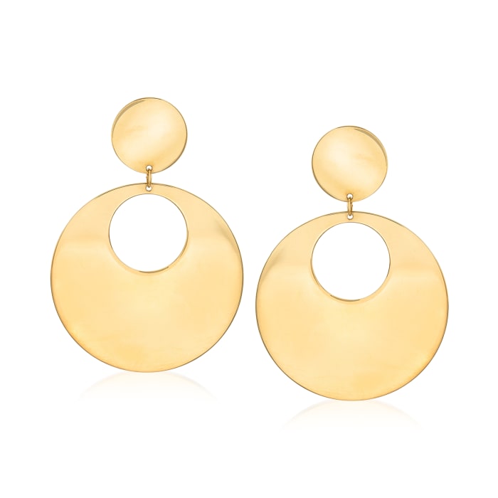 Italian 14kt Yellow Gold Open Circle Drop Earrings