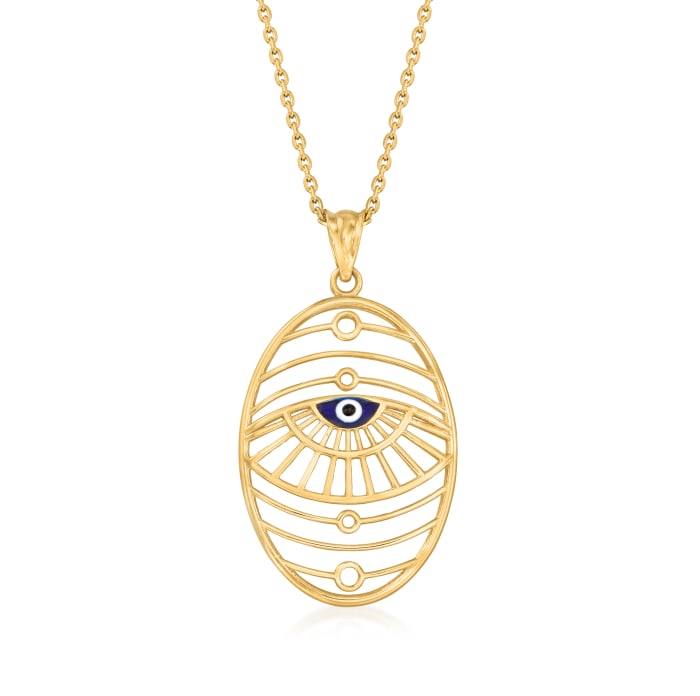 Enamel Evil Eye Openwork Pendant Necklace in 14kt Yellow Gold | Ross-Simons