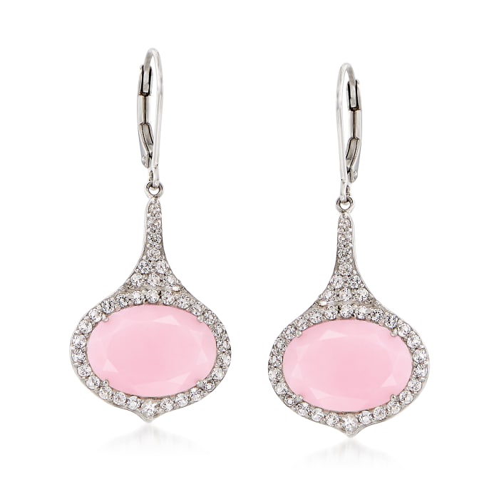 Pink Opal and 1.10 ct. t.w. White Topaz Drop Earrings in Sterling Silver
