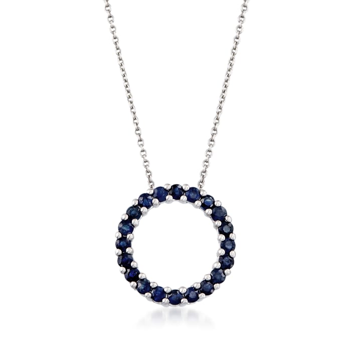 1.00 ct. t.w. Sapphire Eternity Circle Pendant Necklace in Sterling Silver