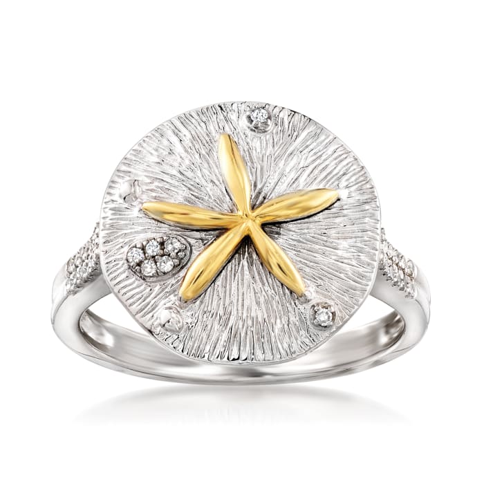 .10 ct. t.w. Diamond Sand Dollar Ring in Sterling Silver with 14kt Yellow Gold