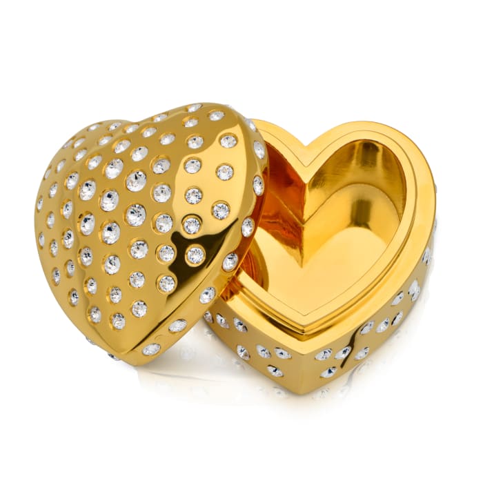 Crystamas Crystal 24kt Gold-Plated Heart Box
