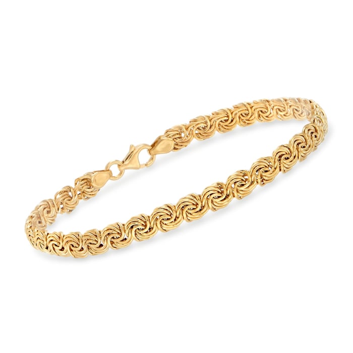 Italian 14kt Yellow Gold Small Rosette-Link Bracelet